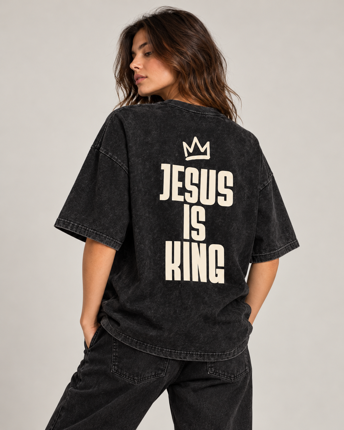 ''Jesus is King'' Unisex Oversized Cotton T-Shirt